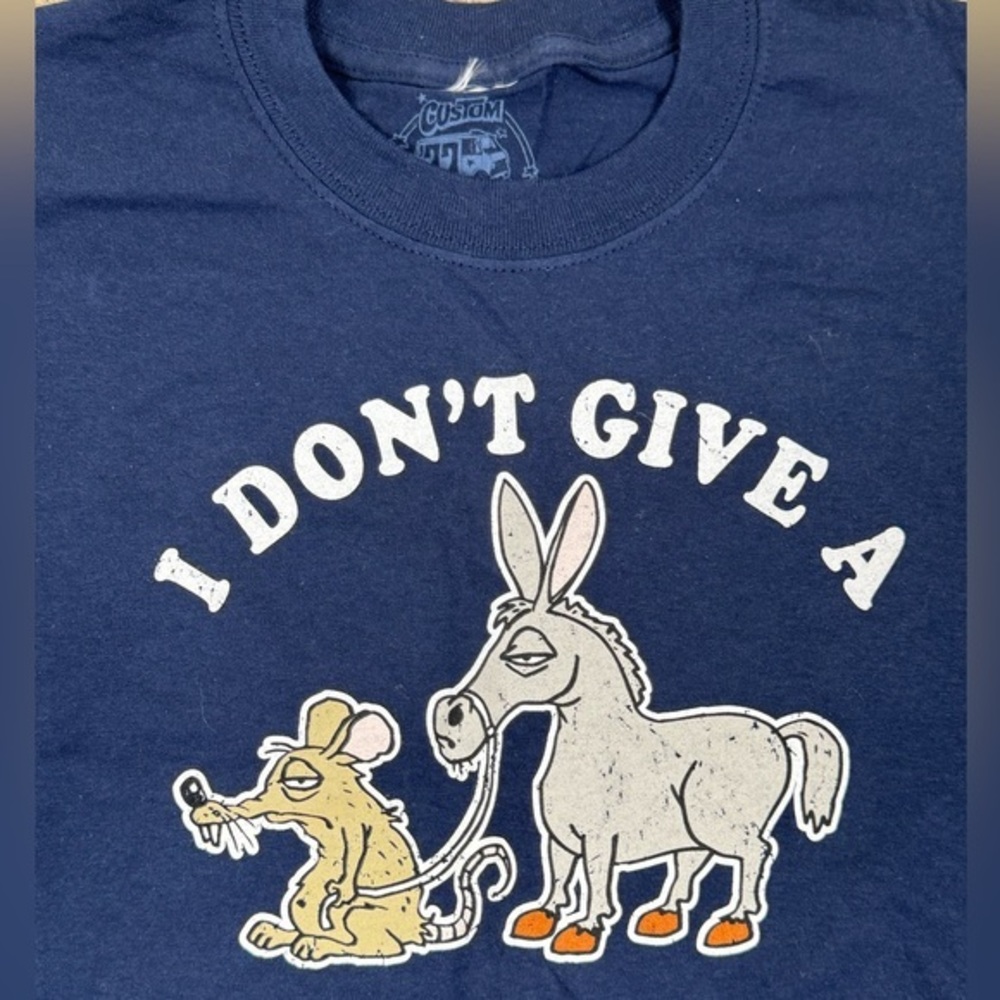 Custom ‘77 I Don’t Give A Rat’s Ass Navy Blue Graphic Tee T-Shirt Funny Donkey